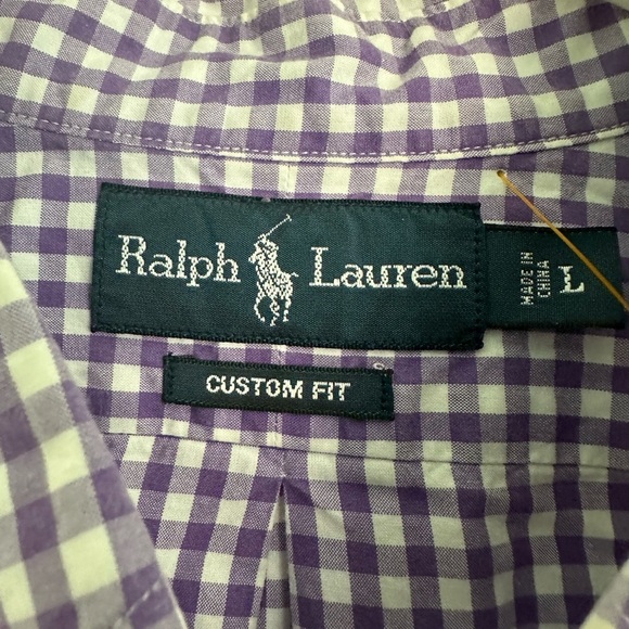 Ralph Lauren Classic Fit Size Large Purple Gingham Shirt Mens Button Up - Picture 3 of 5